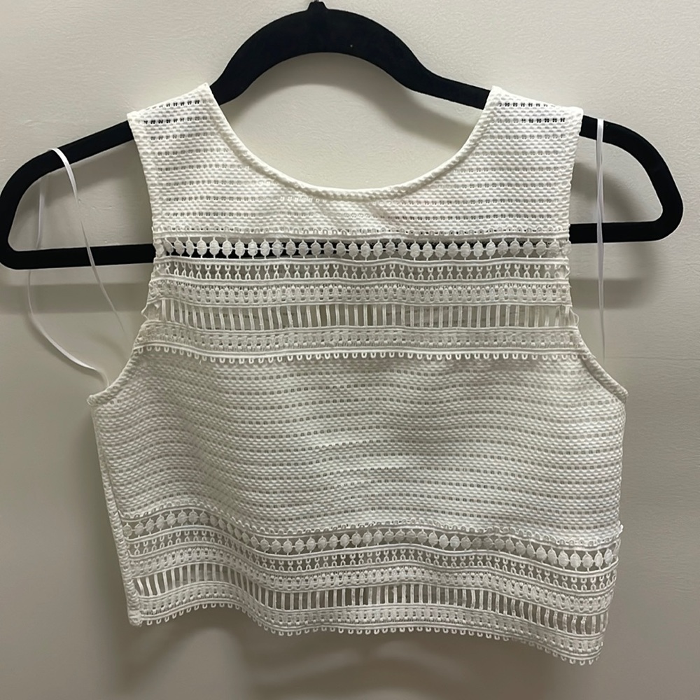White Eyelet/Crochet Tank/Blouse Crop